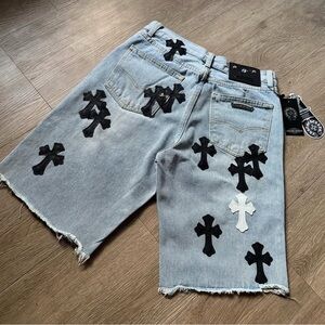 Chrome Hearts Black and Gray Jean Shorts